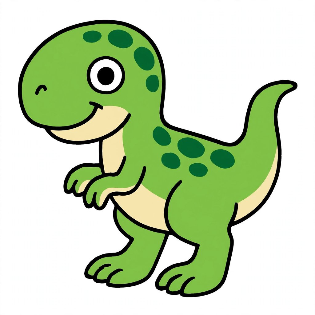 T-rex (Tyrannosaurus rex) dinosaur coloring page shown in full color