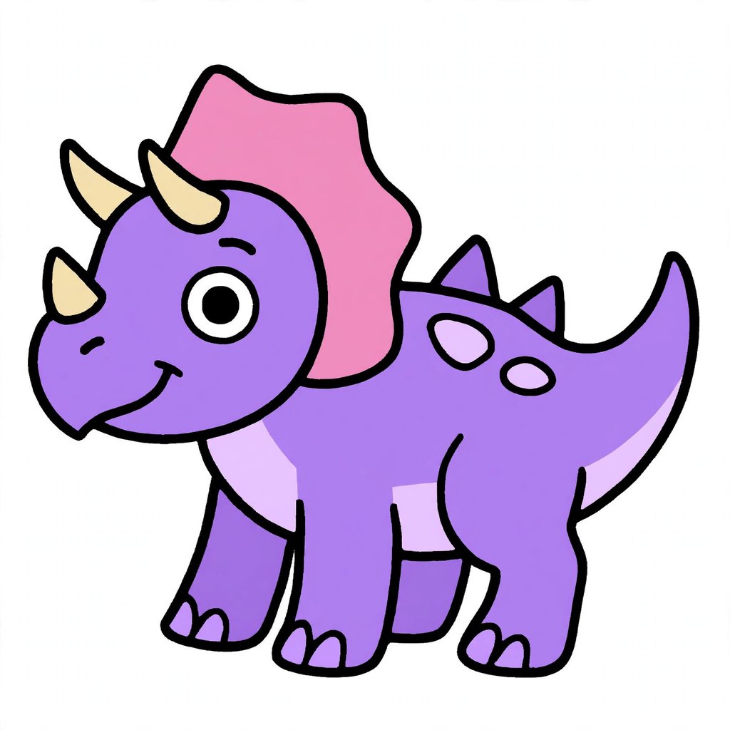 Triceratops dinosaur coloring page shown in full color