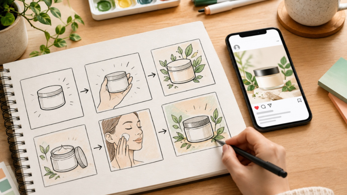 Hand-drawn product story for social media